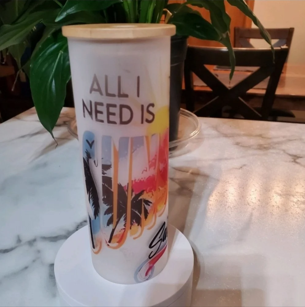 All I Need is Sunshine and saltwater 20oz Frosted Glass Tumbler